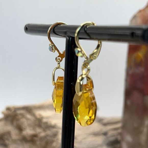 Kirks Folly Autumn Goddess Tears Drill Drop Lever Back Retired Earrings - Picture 4 of 8